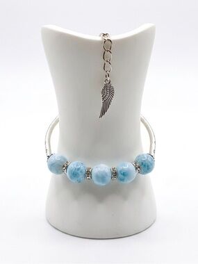 New Woman’s Aquamarine & Sterling Silver Floral Boho March Birthstone Bracelet